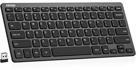 Arteck Kabellose Tastatur, Deutsches QWERTZ Layout Kompakte USB 2,4 GHz Mini Kabellos Tastatur mit Multimedia-Tasten, Kompatibel mit PC, Notebook, Laptop, Windows 11, 10, 8 Schwarz