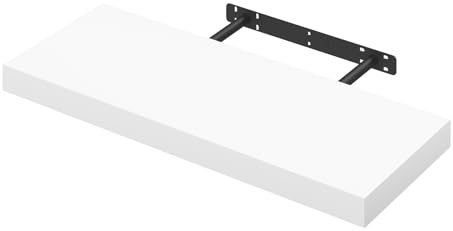 WOLTU Wandregal Wandboard Bücherregal Regale für Deko Wandablagen aus MDF Holz,Hängeregal Weiss,60x22.9x3.8cm,RG9319ws