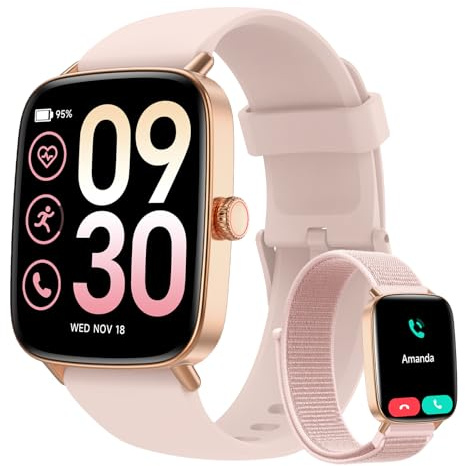 Smartwatch Damen, 1.85 Smart Watch mit Telefonfunktion, Fitnessuhr Damen mit Pulsuhr Schlafmonitor SpO2, 110 Sportmodi Fitness Tracker, IP68 Wasserdicht Schrittzähler Sportuhr für Samsung/iOS/Android