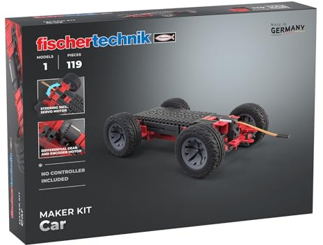 fischertechnik Maker Kit Car 571900 – Konstruktionsbaukasten, Experimentierkasten für Technikbegeisterte, ab 14 Jahre, Grau