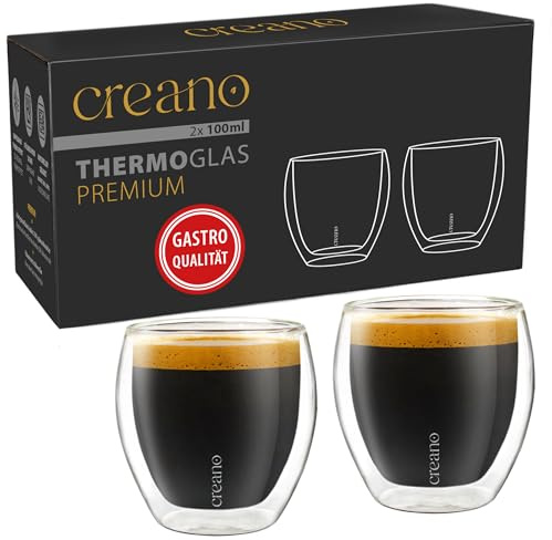 Creano® PREMIUM doppelwandige Espressogläser 100ml - 2er Set | 100% Spülmaschinenfest durch GastroSeal Versiegelung deshalb Gastronomie Qualität - Doppelwandglas