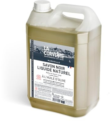 La Corvette - Schwarze Flüssigseife mit Olivenöl - Allzweckreiniger - Entfetter & Fleckenentferner - 5L - ECOCERT Öko-Detergent