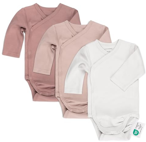 LaLoona Wickelbody Langarm 3er Pack - Baby Body Set aus Baumwolle, Langarmbody mit Knöpfen, ÖkoTex Standard 100 geprüft