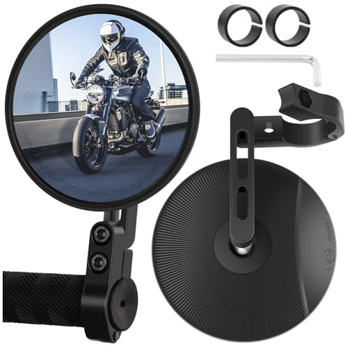 Motorrad Spiegel E24 Geprüft - MIDINGCHAI 2 Stück Lenkerendenspiegel E Geprüft, 360° Drehbar CNC Rückspiegel Motorrad, Unterlenker Spiegel Kompatibel mit Motorrädern, ATV, Scooter, Roller, Moped
