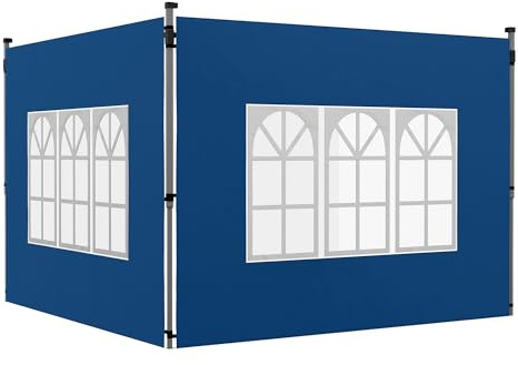 Outsunny Pavillon-Seitenteile mit Fenster für 3 x 3 m oder 3 x 4 m Pop-Up-Pavillon, 2 Stück, Ersatzseiten, Blau