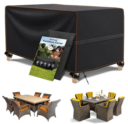 MUPAS Schutzhülle Gartenmöbel Winterfest Wasserdicht 420D Oxford Gewebe Abdeckplane Gartenmöbel für Gartentische Terrassenmöbel Outdoor-Tisch Rechteckig Schwarz 180 x120 x74cm