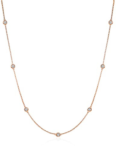 namana Lange Roségold Glieder-Halskette für Frauen, 81cm lange Halskette für Damen mit kubischen Zirkonia Steinen, Lange Rose Gold Kette für Frauen, Teenager, Mädchen, zierliche Halskette für Damen