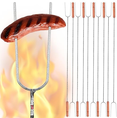 KOTARBAU® 10er Set Grillspieße - Lagerfeuer Spieße lang - Grillgabel - Camping Grill – 100 cm – Würstchenstecker – Feuergabel – Grillgabeln