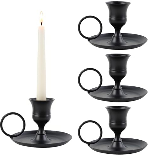 FYting 4 Stück KerzenstäNder,Stabkerzenständer,KerzenstäNder Schwarz,Stabkerzenhalter,Deko Wohnzimmer,Rock Weinglas Kerzenhalter für Stick Kerze 1-2 cm, Weihnachten, Party, Esstisch (Matte schwarz 1)