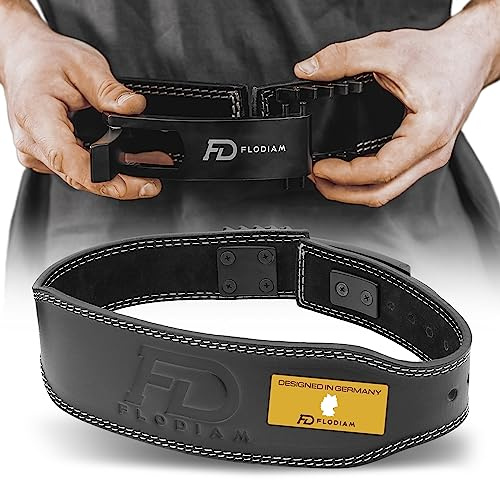Flodiam Gewichthebergürtel für Damen und Herren [Schnellverstell Hebelverschluss] Echtleder Gym Lifting Belt mit Hebelschnalle | Gewichtheben, Bodybuilding | Jetzt Größe Wählen!