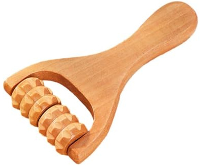 Massageroller Holz, Multifunktionaler Massagerolle aus Holz mit Griff, Faszienrolle Massage, Beine Massagerolle, für, Rücken, Nacken, Ganzkörpermuskulatur