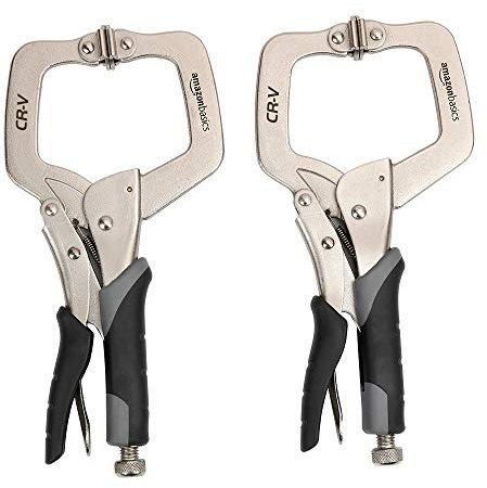 Amazon Basics Metallzwinge, 28 cm, 2er-Pack, Schwarz / Silberfarben