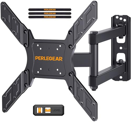Perlegear TV Wandhalterung, Schwenkbare Neigbare TV Halterung für 26-65 Zoll Flach&Curved Fernseher bis zu 45Kg, max.VESA 400x400mm