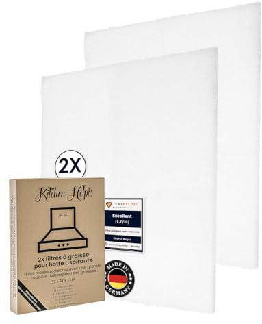 Kitchen Helpis® Abzugshaube-Fettfilter, 2 Stk. für Dunstabzugshaube | 57x47x1 cm, Individuell Zuschneidbarer Dunstabzug-Flauschfilter, Universal