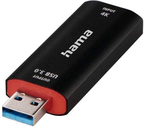 Hama Video Capture Card 4K HDMI zu USB 3.0 Videoaufnahmekarte (zur direkten Aufnahme Spiegelreflexkamera, Camcorder oder Action Cam mit PC, Laptop verbinden für Live Streaming, Gaming, Videokonferenz)