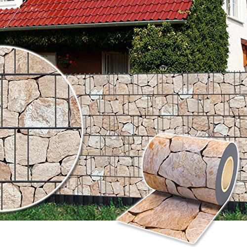 Plantiflex Sichtschutz Rolle 35m Blickdicht PVC Zaunfolie Windschutz für Doppelstabmatten Zaun (Stein-Terracotta)