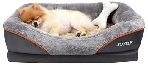 JOYELF Memory Foam Hundebett Kleines orthopädisches Hundebett & Sofa mit abnehmbarem waschbarem Bezug und Quietschspielzeug als Geschenk