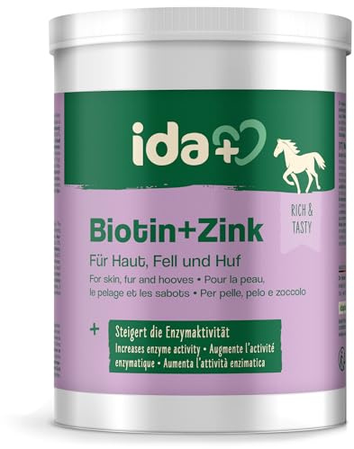 Ida Plus Biotin + Zink - Rundumversorgung – hochdosiert – VERGLEICHSSIEGER – Premium Zink für Pferde - verbessert Hufqualität - für Haut, Fell & Immunsystem - bei Mauke, Hufproblemen & mehr - 750g