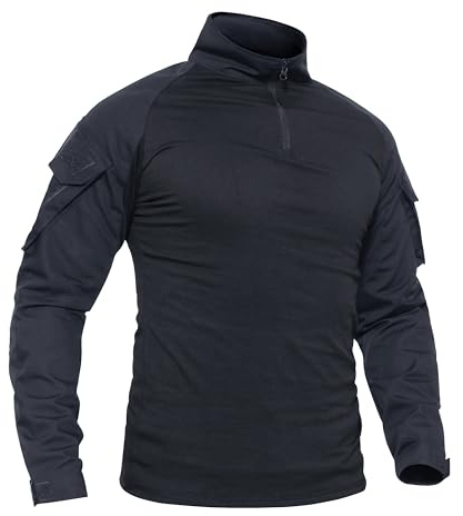 TACVASEN Slim Fit Herren Baumwollhemd Outdoor Military T-Shirt mit Tasche
