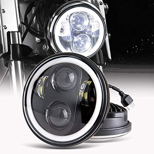 MIRTHBUY 5.75 Zoll LED Motorrad Scheinwerfer Frontscheinwerfer Angel Eye weißer für Harley-Davidson-Wasserdichter Jeep