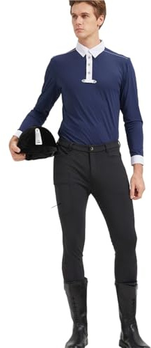 HNULGVI Reithose Professionelle Reithose for Herren, Vollsilikon, Reitsporthose, elastisch, schnelltrocknend(Black,M)