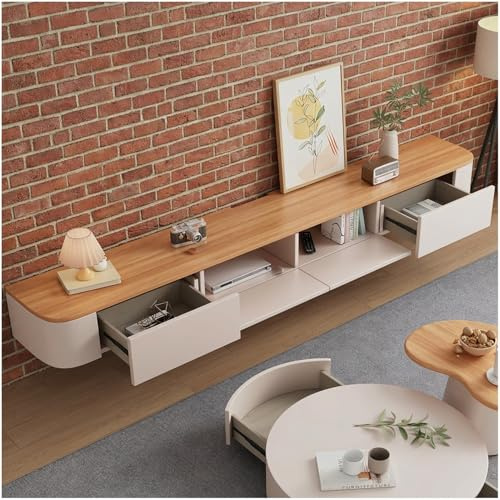 OMGMTSTORE TV-Schrank,Fernsehtisch Hängend mit 2 Schublade,1 Türen,180 cm lang,TV Lowboard für Fernseher bis zu 75 Zoll,TV Tisch,Hängeboard Schwebend,TV Board hängend,für Wohnzimmer,Schlafzimmer