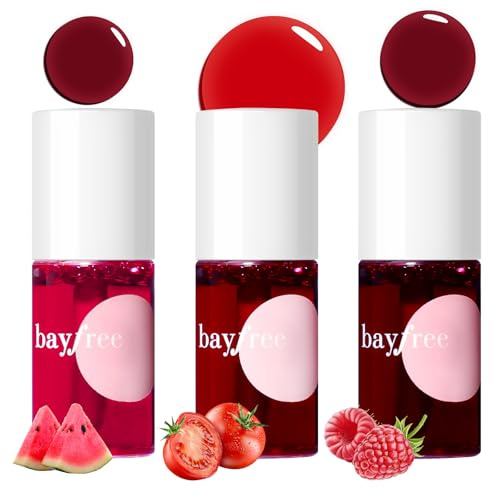 bayfree Lip Tint Cheek Stain Set Farben Lippenstift Wasserfester Lipmarker Leicht Liquid Lipstick Natural Mattes Finish Non-stick Cup (Fruit Platter)
