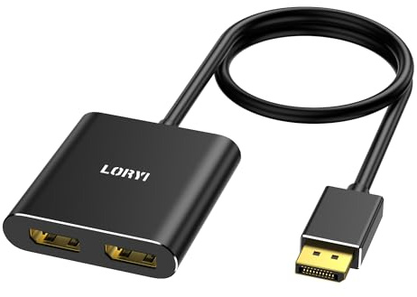 Displayport auf Dual-DisplayPort-Splitter-Adapter, 4K60Hz MST-DisplayPort-Hub, 1-in-2-Out-Display-Port für Dual-Monitore, DP1.4-Display-Port-Splitter für Desktop, Laptop, erweitertes Display