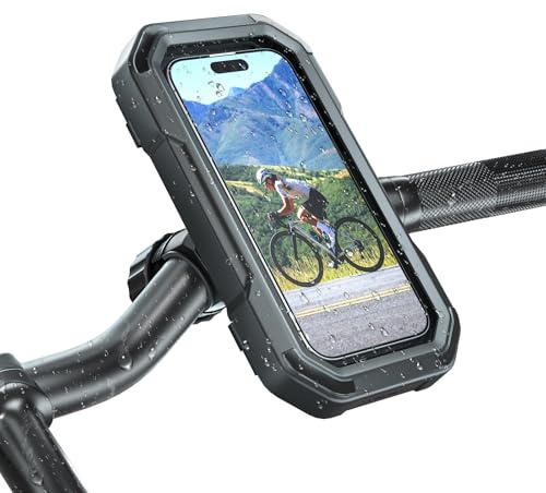 KDD Handyhalterung Fahrrad Wasserdicht - 360° Drehbare Handyhalter Motorrad, Vollständig Geschlossene Handy Halterung Fahrradlenker für iPhone 17 Pro Max/15/14/13/12 Samsung, 4-6,7 Zoll Handys