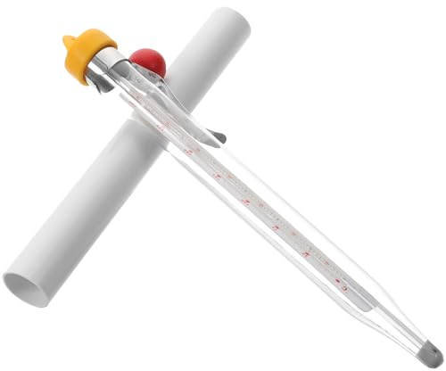 OSALADI Glasthermometer für Sirup und Marmelade mit Clip, Edelstahl 1 Satz | Handfreier Topfrand Clip, Klare Skala mit Schutzgehäuse, für Bäckerei und Gastronomie