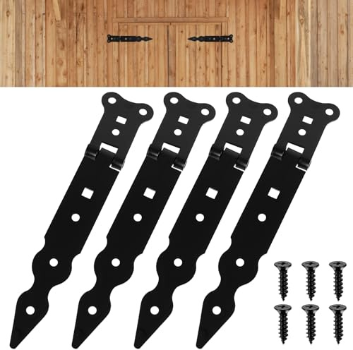4 STK Ladenband 200 mm, Torscharniere, Türband Türbänder, Türschaniere Holztür Außen, Werfgehänge, Türscharnier Aussen, Kreuzgehänge Schwarze Torbänder, Tor Scharniere, Gartentorband (200mm)