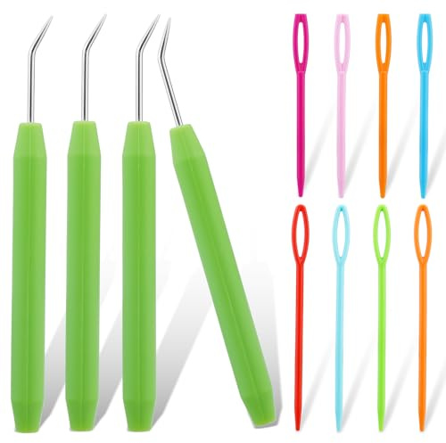 KAMAIKA Nadel Für Strickliesel, Nadel Haken Strickhaken, Strickrahmen Nähnadeln Set mit Stricknadeln, Strickrahmen Haken Großen Augen Nähnadeln, Loom Knitting Hook für Strick Handwerk