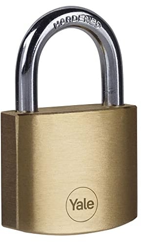 Yale Y110B/40/122/1, Standardsicherheit, 40 mm, Messing, Vorhängeschloss, Doppelverriegelung, offener Bügel aus gehärtetem Stahl, Ø 6,3 mm, inkl. 3 Schlüssel, für Spind, Werkzeugkiste, Schrank