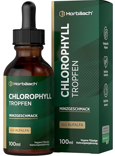 Chlorophyll Tropfen 100ml aus reinem Alfalfa | Vegane Chlorophyll Liquid | Hochdosiert & ohne Konservierungsstoffe | Horbaach