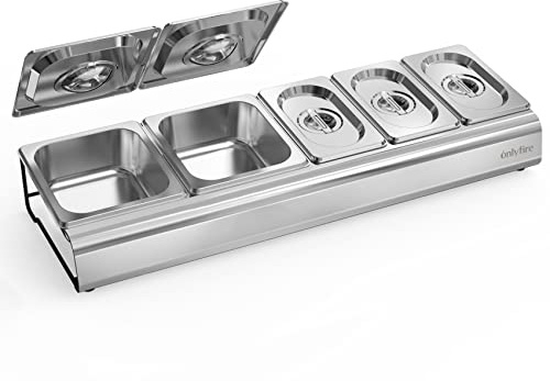 onlyfire Edelstahl Pizza Zutatenbehälter mit Deckel für Gastro & Küche | Behälter, Beilagenbehälter, Gastro Behälter, Pizza Zubehör, Spülmaschinenfeste