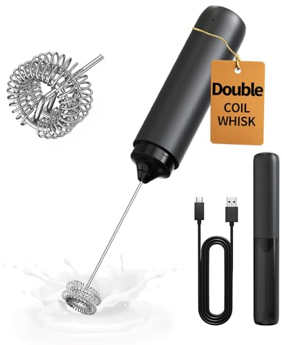 CIRCLE JOY Wiederaufladbarer Milchaufschäumer Handheld, Elektrischer Kaffee-Aufschäumer, Tragbarer Handaufschäumer, Zauberstab, Getränkemixer für Matcha Lattes Cappuccino, Küchengeschenke, Schwarz