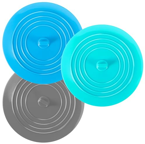 3 Stück Abflussstopfen Silikon Universal Stöpsel für Spülbecken Badewannenstöpsel Waschbeckenstöpsel für Küche Bäder Badewanne Spüle(Blau+Grau+Grün)