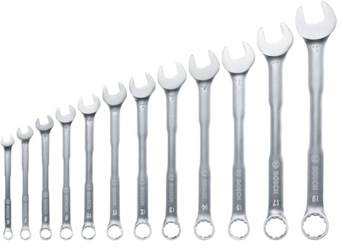 Bosch Ringmaulschlüssel Set 12-teilig (universeller Einsatz; hochwertig; aus Chrom-Vanadium; hohes Drehmoment; Ring- und Maulschlüssel; metrisch 6-19 mm; ergonomisch; praktischer Aufbewahrungsclip)