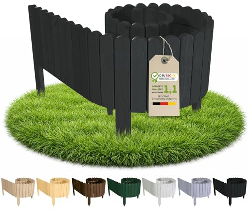 Floranica Beetumrandung Beeteinfassung 20 x 200 cm Anthrazit Rasenkante Holz Gartenzaun Holzzaun Flexibler Rollborder