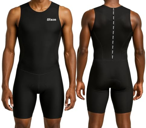 Wixen Herren Performance Triathlon-Anzug, ärmellos, Tri-Anzug, gepolstert, schnell trocknend, Laufen, Schwimmen, Fahrrad