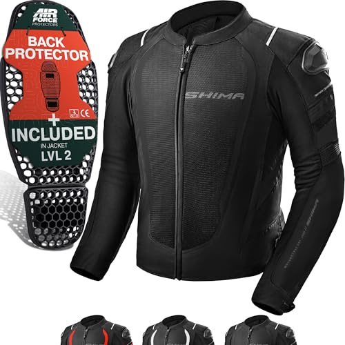 SHIMA MeshPro 2.0 Motorrad Jacke Herren mit Protektoren AirForce Rückenprotektor Motorradjacke Sommer Schulter Protektor Ellbogen Textiljacke Schutzjacken Protektorenjacke Stadt (Männer, Schwarz, XL)