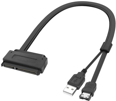 XMSJSIY SATA 22Pin auf e-SATA Festplatte Datenübertragungs-Adapterkabel mit USB Powered Cable für 2.5 SATA HDD SSD BLU-RAY DVD CD-ROM DVD für RW Geräte - 45CM/17.7INCH