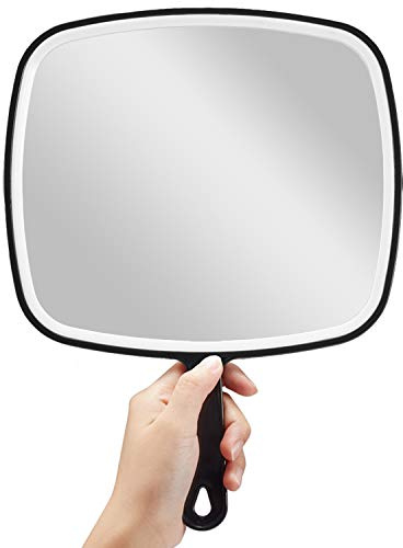 OMIRO Handspiegel,Extra großer schwarzer Handspiegel mit Griff,32Lx23,5B cm | Salonspiegel, Friseurspiegel, Handspiegel mit Griff, Handspiegel für Männer & Frauen, Extra groß, Schwarz