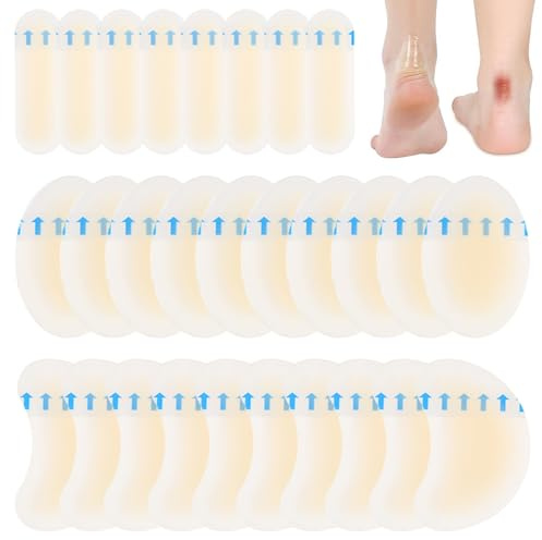 iLamvie 30 Stück Blasenpflaster,Hydrokolloid Pflaster,Wasserdicht Gel Pflaster, Ferse Blasenpflaster,fersenschutz, Linderung von Reibungsschmerzen Zehen,Vorfuß,Ferse
