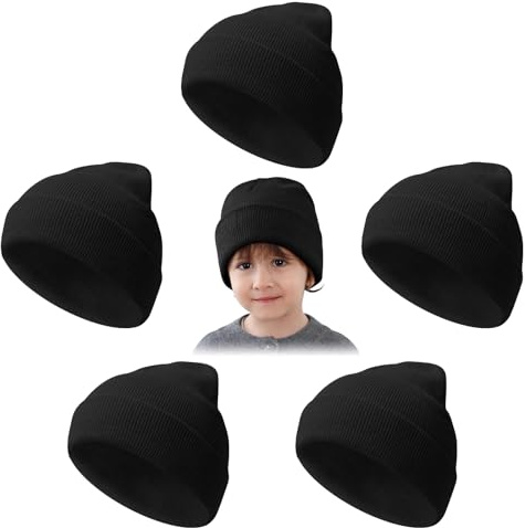 Mayoii 5PCS Kinder Beanie Dünne Strickmütze für Winter Frühling, Bunten Farben Perfekt für Alltag, Outdoor und Schule 2-10 Jahre