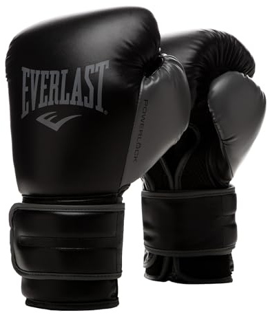 Everlast Powerlock 2R 16oz Boxhandschuhe Schwarz, für Boxsack, Pratzen & Sparring, mit Turnback-Handgelenkstütze, 4-lagiger Schaum – Original Everlast Ausrüstung