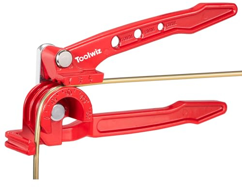Toolwiz Rohrbiegegerät 3-in-1 Bremsleitung Biegewerkzeug für 6-8-10mm Schläuche Schwerlast Manueller Rohrbieger 0-180 Grad Biegezange für Kupfer, Messing und Aluminiumrohre - Rot