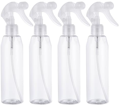 ASelected 4 x Wassersprühflaschen, 200 ml, Sprühflasche mit verstellbarer Düse für Gartenarbeit, Reinigung, Lufterfrischung, Haarsprüher