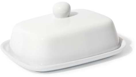Theo&Cleo Butterdose - Hochwertige Butterglocke aus Keramik - Butter Dish für alle gängigen Butter (250g) - Butterschale Porzellan (Weiß)