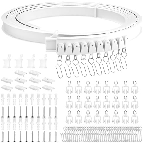 Flexible Decken-Vorhangschiene Deckenmontage, 3 Meter Biegbare Gardinenschiene mit stummen Rollen, Curtain Rail für Vorhänge Duschvorhang Krankenhaus Wohnmobil Raumteiler Vorhang Schienensystem